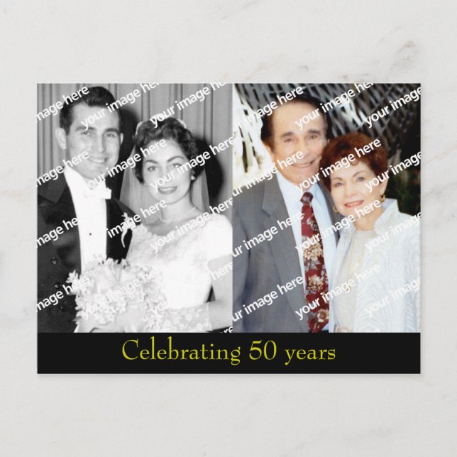 Carte postale d'anniversaire de mariage or Past an (Devant)