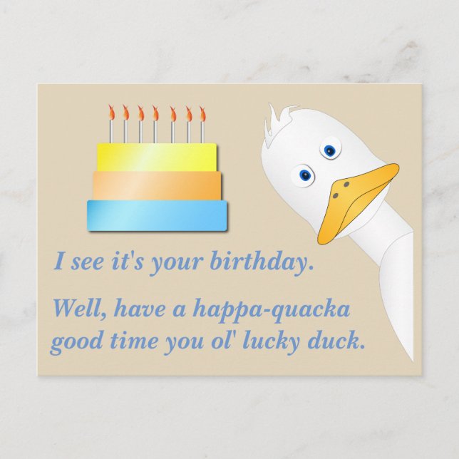 Carte postale d'anniversaire de Peeking Duck (Devant)