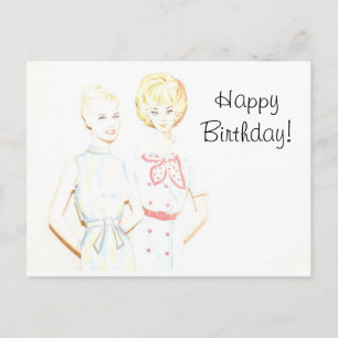 Carte postale d'anniversaire de poupée en papier v