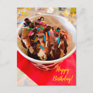 Carte postale d'anniversaire de sundae de glace