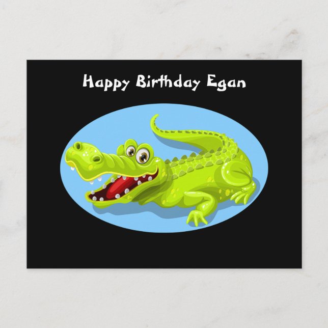 Carte postale d'anniversaire drôle de crocodile (Devant)