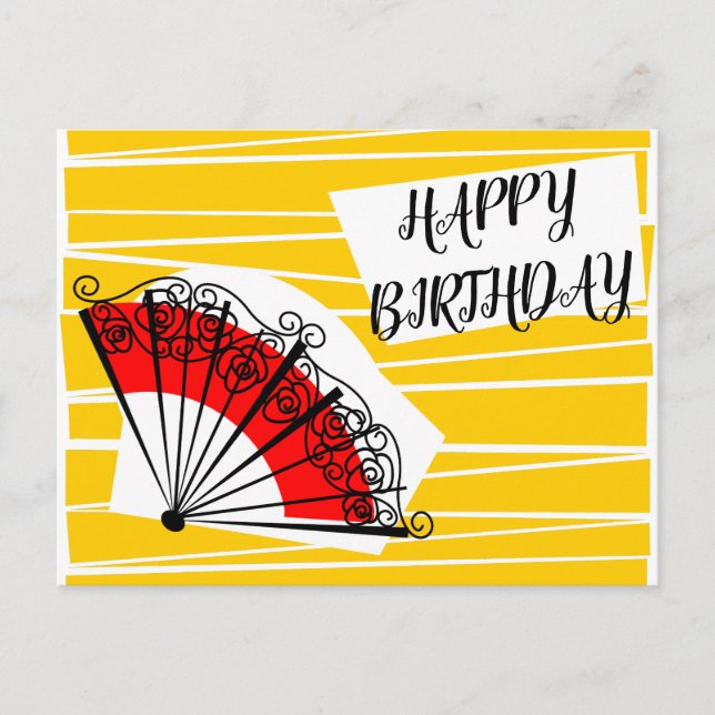 Carte postale d'anniversaire éventail espagnol en  (Devant)