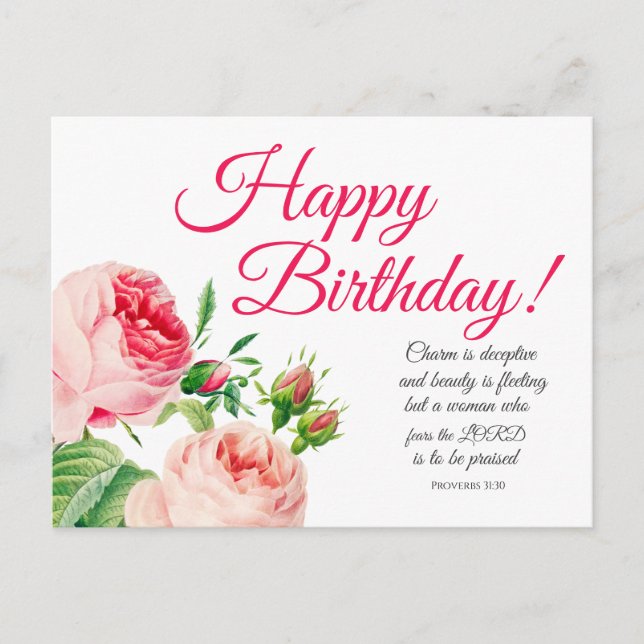 Carte postale d'anniversaire Floral Proverbes 31 (Devant)