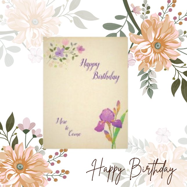 Carte postale d'anniversaire florale en papier sem (Créateur téléchargé)