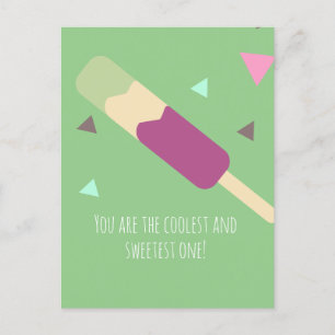Carte postale d'anniversaire glace sucette sucrée