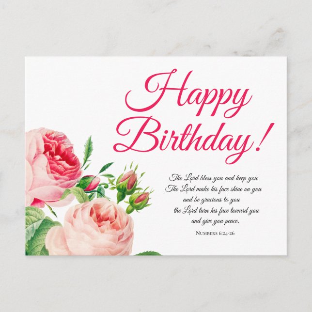 Carte postale d'anniversaire Nombres 6:24-26 Fleur (Devant)
