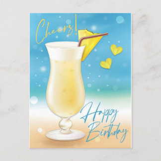 Carte postale d'anniversaire Pina Colada Cheers