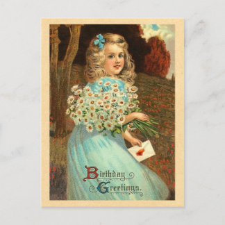 Carte postale d'anniversaire vintage fille