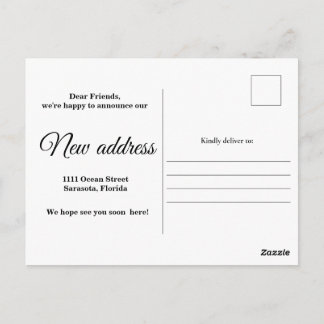 Carte postale d'annonce d'adresse de nouvelle mais
