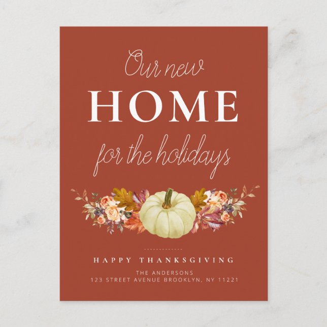 carte postale d'annonce de déménagement citrouille (Devant)