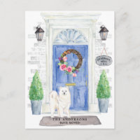 Carte postale d'annonce de déménagement de Samoyed