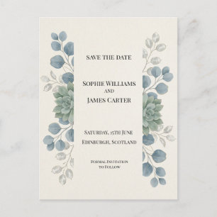 Carte postale d'annonce de mariage à motif d'eucal