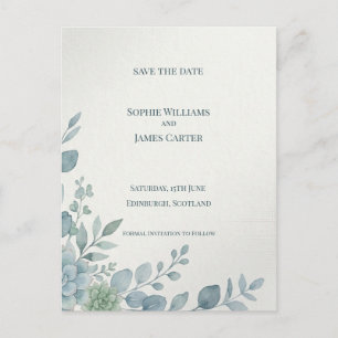 Carte postale d'annonce de mariage au eucalyptus g