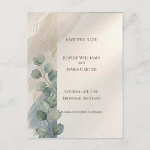 Carte postale d'annonce de mariage au eucalyptus g