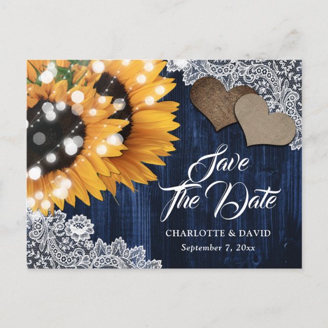 Carte postale d'annonce de mariage au tournesol bl (Devant)