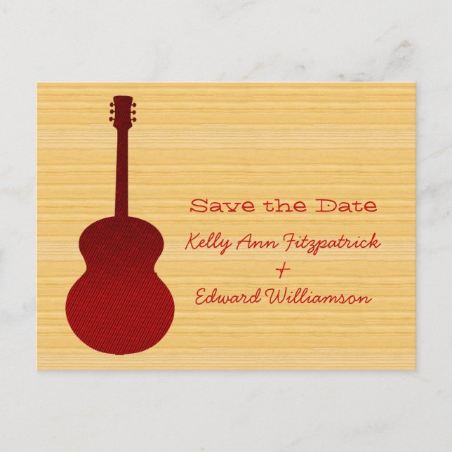 Carte postale d'annonce de mariage Country Guitar  (Devant)