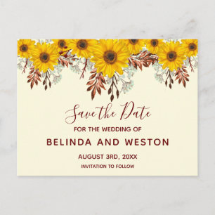 Carte postale d'annonce de mariage thème Tournesol