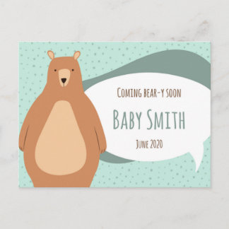 Carte postale d'annonce de naissance Bébé Ours arr