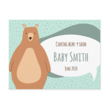 Carte postale d'annonce de naissance Bébé Ours arr