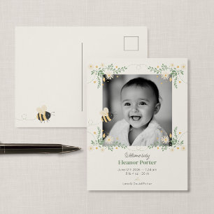 Carte postale d'annonce de naissance de bourdon