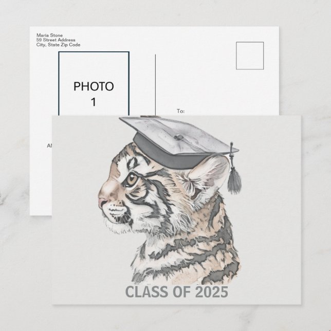 Carte postale d'annonce de remise de diplôme uniqu (Devant / Derrière)