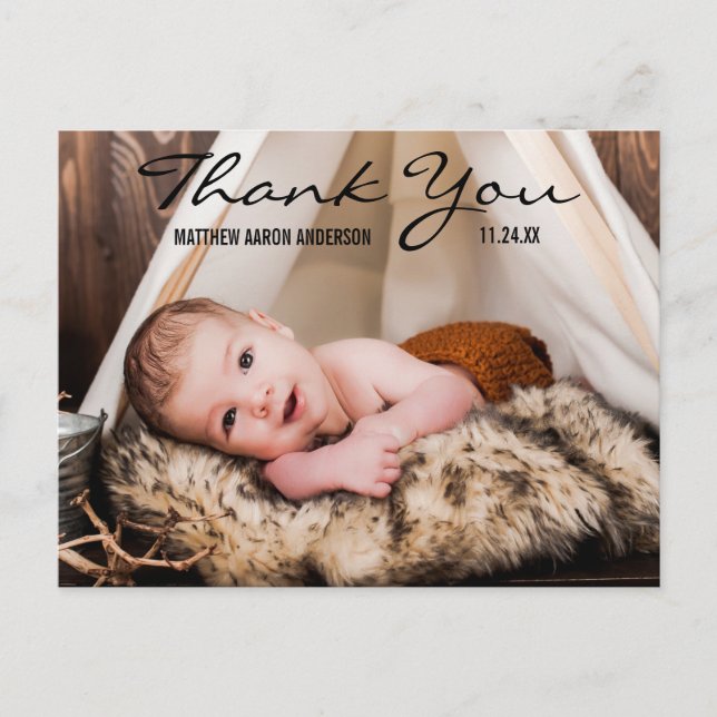 Carte postale d'annonce photo de bébé nouveau Merc (Devant)