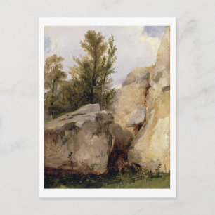 Carte Postale Dans la Forêt de Fontainebleau, vers 1825 (huile s