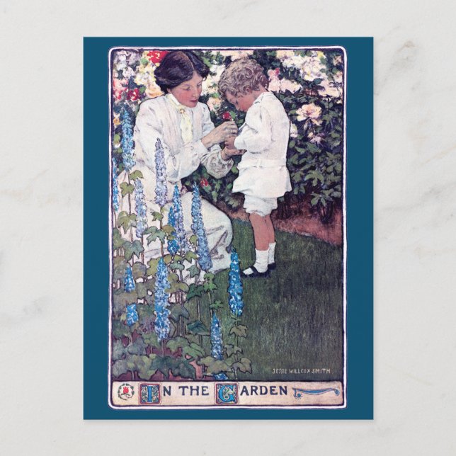 Carte Postale Dans le jardin, Jessie Willcox Smith (Devant)