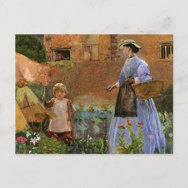 Carte Postale Dans un jardin à Cookham par George John Pinwell (Devant)