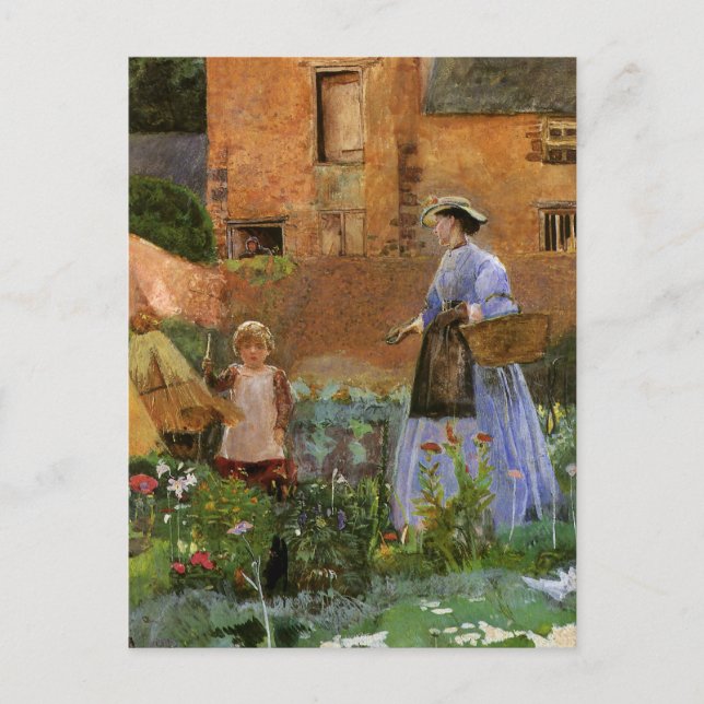 Carte Postale Dans un jardin à Cookham par George John Pinwell (Devant)