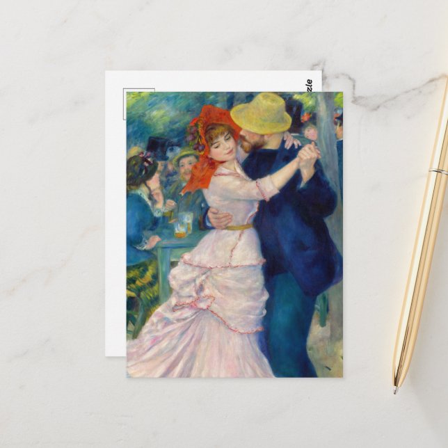Carte Postale Danse à Bougival par Pierre-Auguste Renoir (Devant/Arrière en situation)