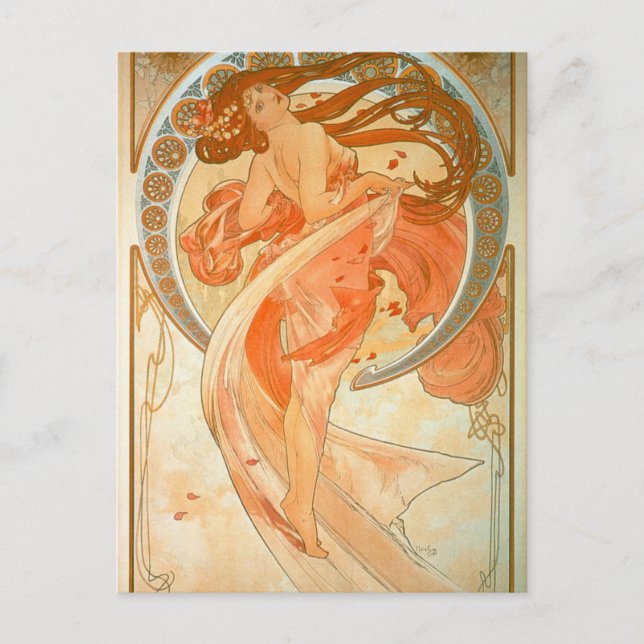 Carte Postale "Danse" - Art Nouveau - Alphonse Mucha (Devant)