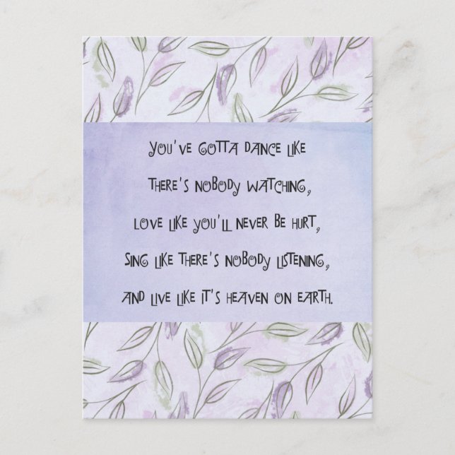 Carte Postale Danse comme personne ne regarde (Devant)