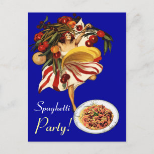 CARTE POSTALE DANSE DE FÊTE SPAGHETTI, CUISINE ITALIENNE ET TOMA