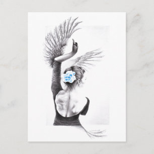 Carte Postale Danse de Swan femme ballet Dessin surréaliste