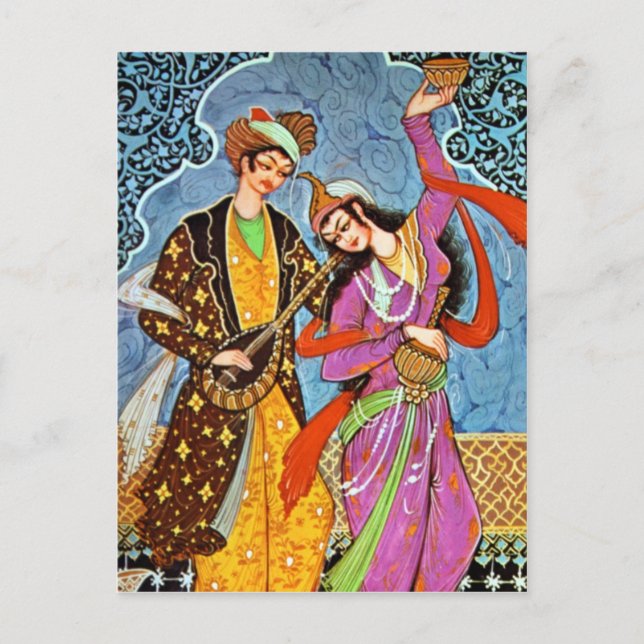 Carte postale Danse Nymphe et Musicien (Devant)