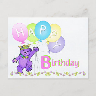 Carte Postale Danse Teddy Bear Joyeux Anniversaire