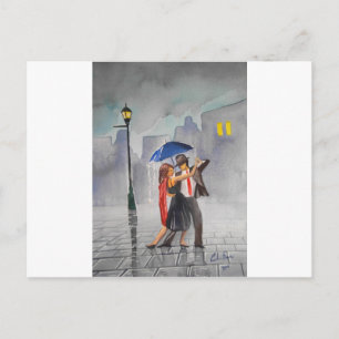 CARTE POSTALE DANSER COUPLE UMBRELLA