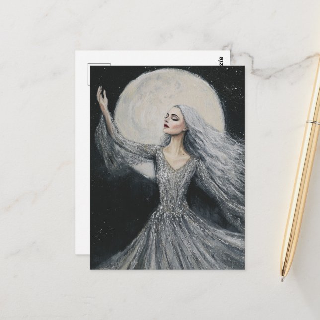 Carte Postale Danser sous la Pleine lune (Devant/Arrière en situation)