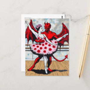 Carte Postale Danses diaboliques avec ballerine dans une robe de