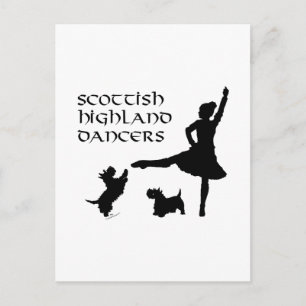 Carte Postale Danseur des Highlands Chiens Scottie