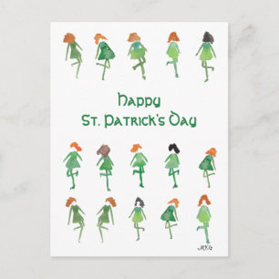 Carte Postale Danseur irlandais illustré à la main pour la Saint