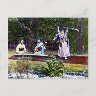 Carte Postale Danseur japonais et musiciens Vintages