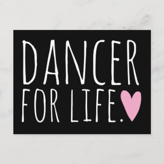 Carte Postale Danseur pour la vie Noir avec coeur