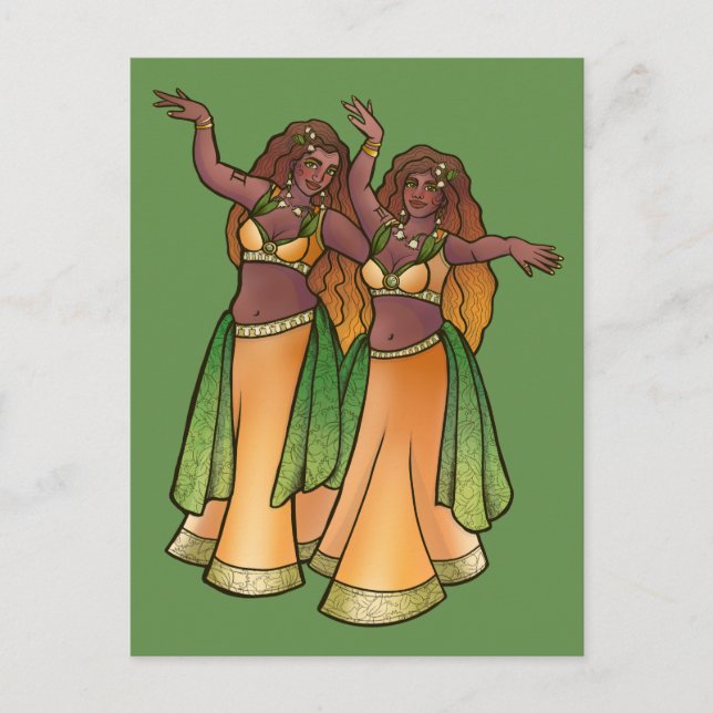 Carte Postale Danseurs de Belly Gemini Zodiac Bellydance Art (Devant)