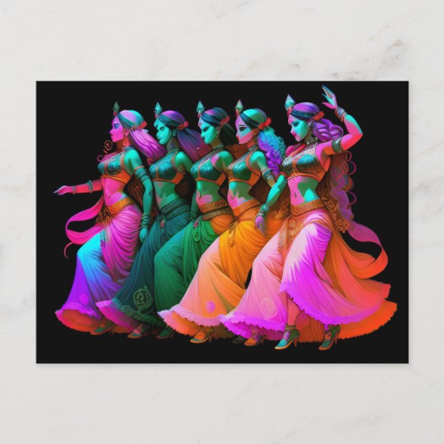 Carte Postale Danseurs du ventre arc-en-ciel (Devant)