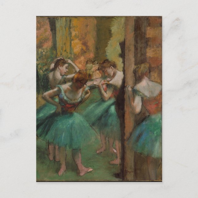 Carte Postale Danseurs rose et vert d'Edgar Degas (Devant)
