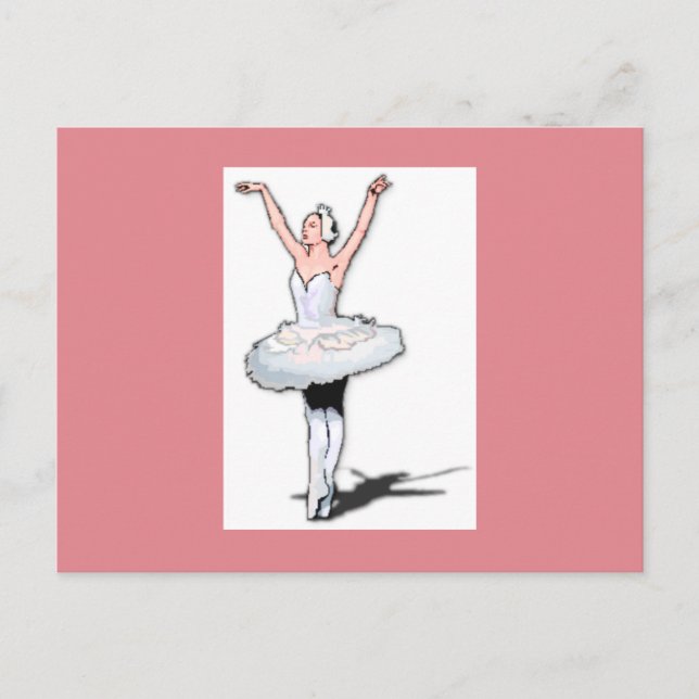 Carte Postale Danseuse de ballet rose et blanc Ballerine Fille (Devant)