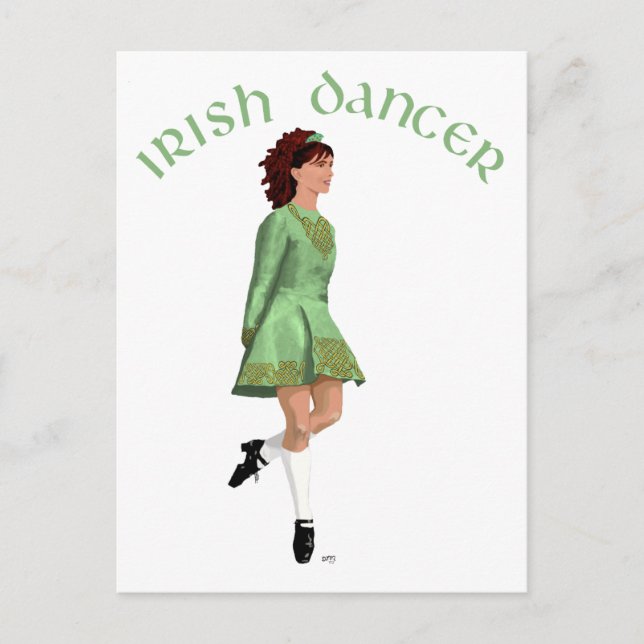 Carte Postale Danseuse de step irlandais - Vert (Devant)