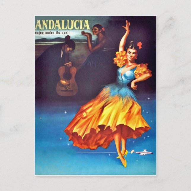 Carte Postale Danseuse espagnole en Andalousie, Espagne (Devant)